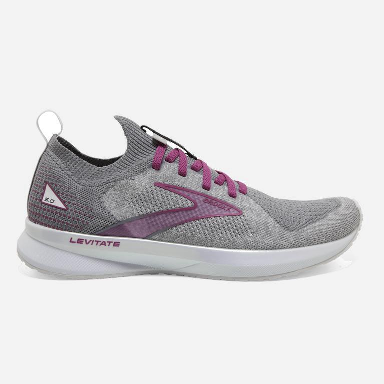 Brooks Levitate Stealthfit 5 Israel - Women's Energy Return Road Running Shoes - White/Grey/Baton Ro